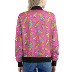 Cute Ice Cream Pattern Print Women's Bomber Jacket