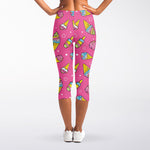 Cute Ice Cream Pattern Print Women's Capri Leggings