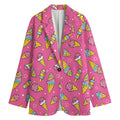 Cute Ice Cream Pattern Print Women's Cotton Blazer