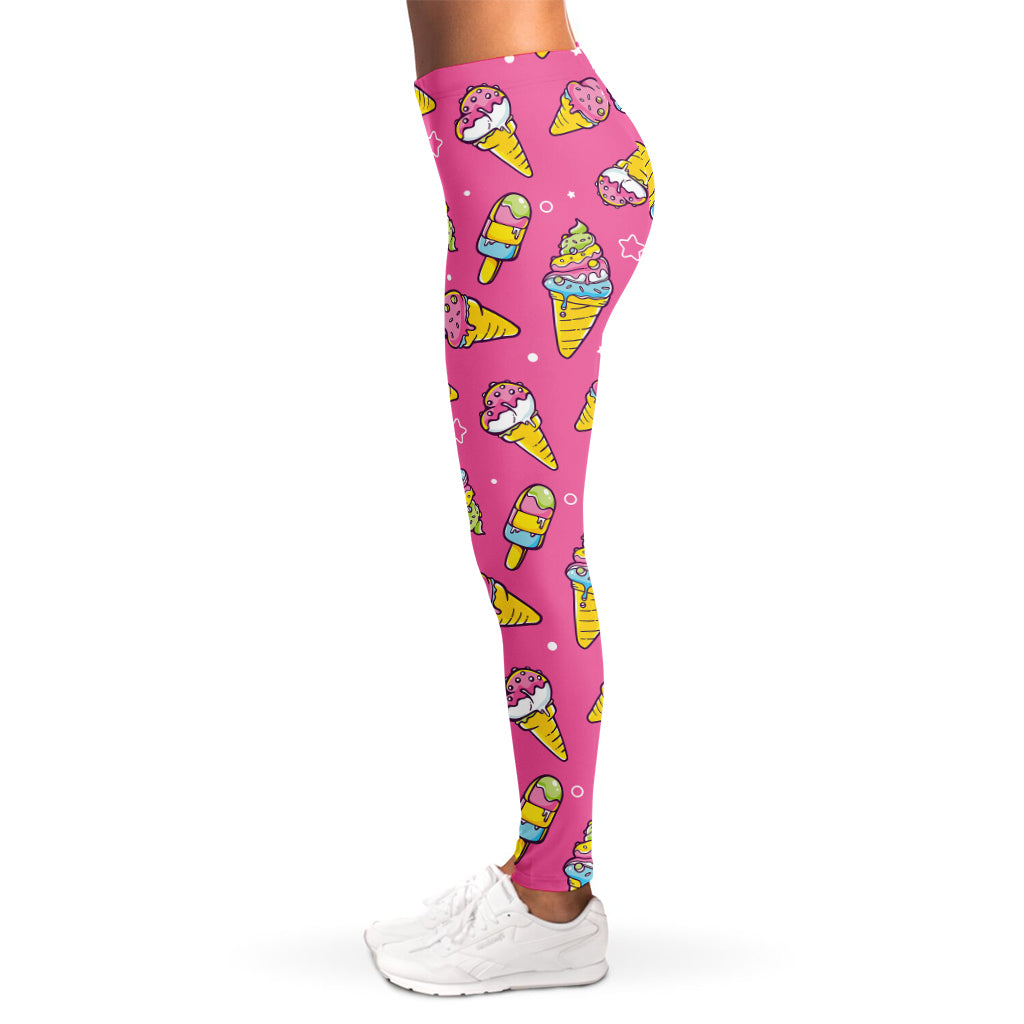 Cute Ice Cream Pattern Print Women's Leggings