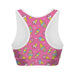 Cute Ice Cream Pattern Print Women's Sports Bra