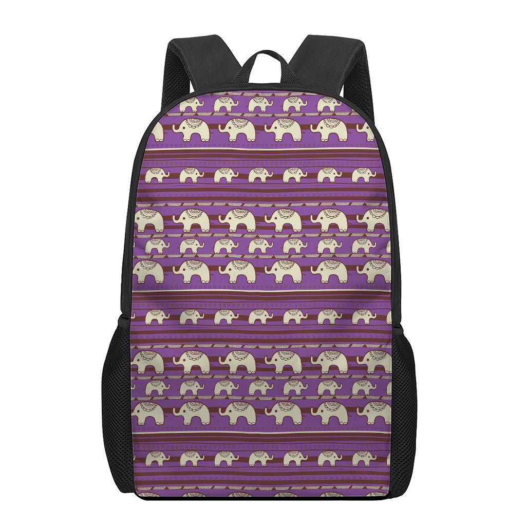 Cute Indian Tribal Elephant Print 17 Inch Backpack