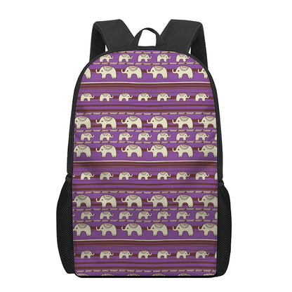 Cute Indian Tribal Elephant Print 17 Inch Backpack