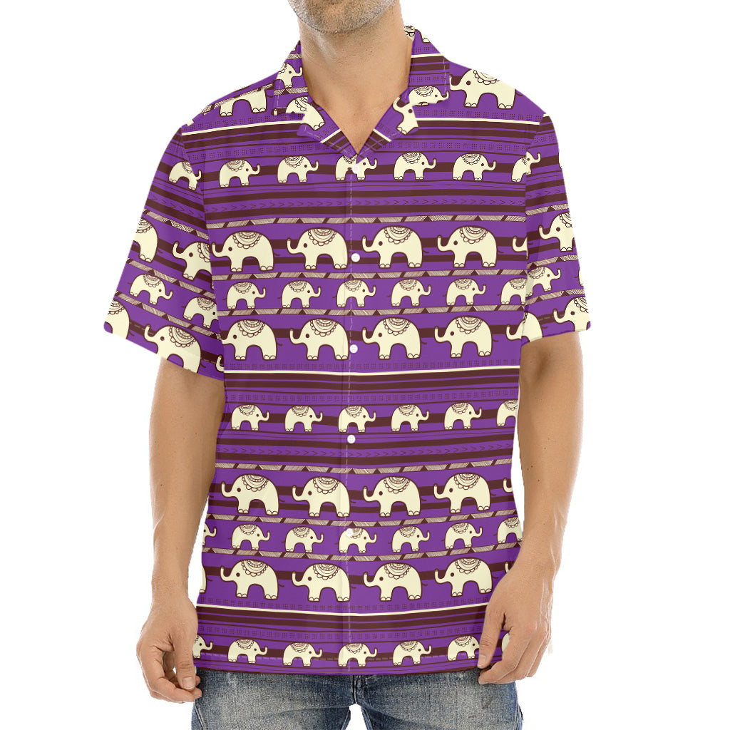 Cute Indian Tribal Elephant Print Aloha Shirt