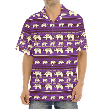 Cute Indian Tribal Elephant Print Aloha Shirt
