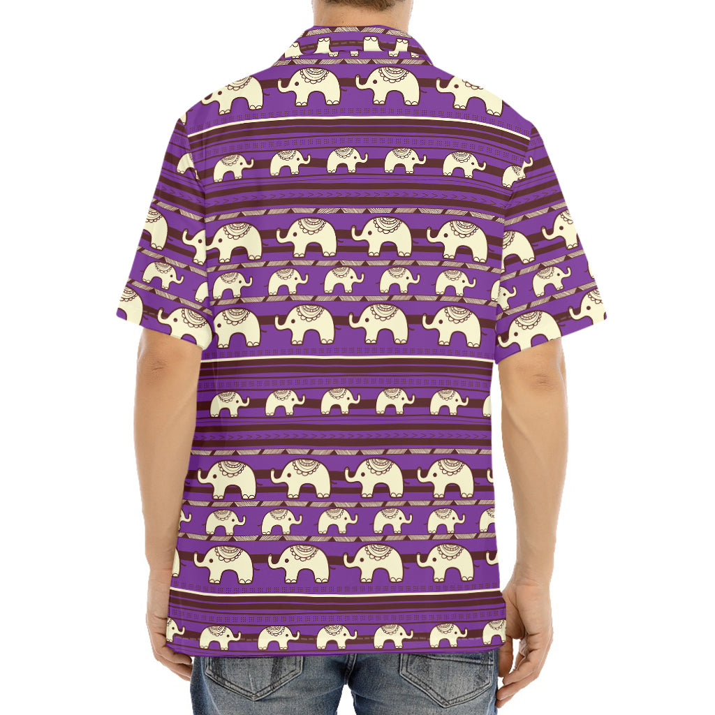 Cute Indian Tribal Elephant Print Aloha Shirt