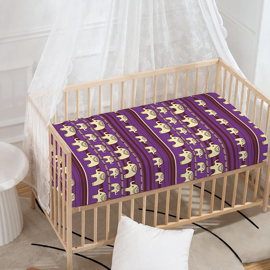 Cute Indian Tribal Elephant Print Baby Crib Sheet