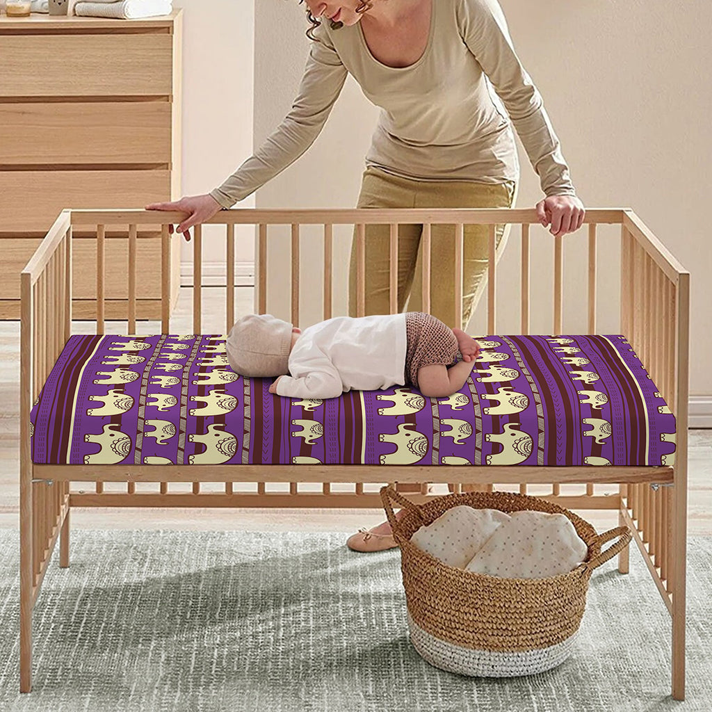 Cute Indian Tribal Elephant Print Baby Crib Sheet