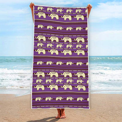 Cute Indian Tribal Elephant Print Beach Towel