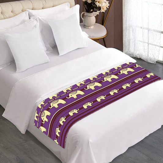 Cute Indian Tribal Elephant Print Bed Runner