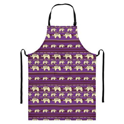 Cute Indian Tribal Elephant Print Bib Apron With Pocket