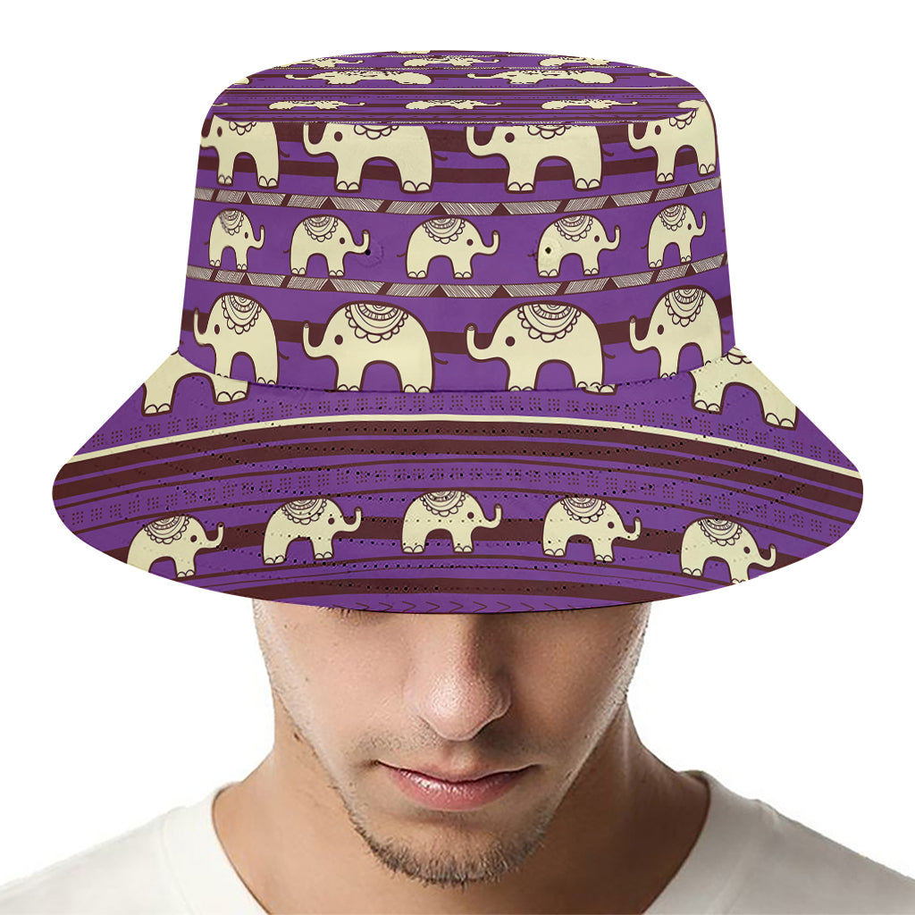Cute Indian Tribal Elephant Print Bucket Hat
