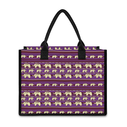 Cute Indian Tribal Elephant Print Canvas Tote Bag