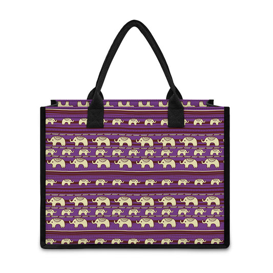 Cute Indian Tribal Elephant Print Canvas Tote Bag