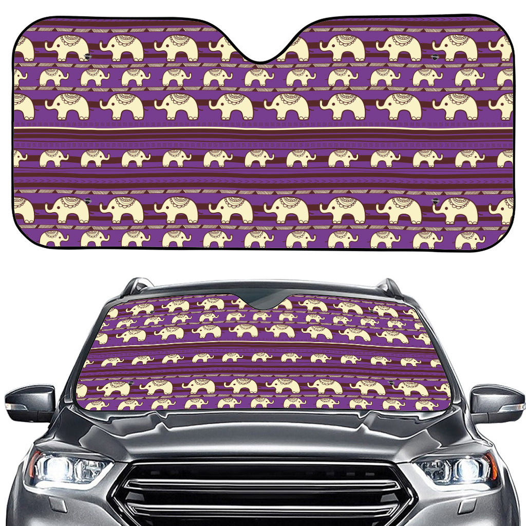 Cute Indian Tribal Elephant Print Car Windshield Sun Shade