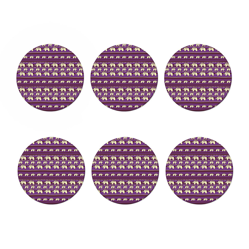 Cute Indian Tribal Elephant Print Coaster Set