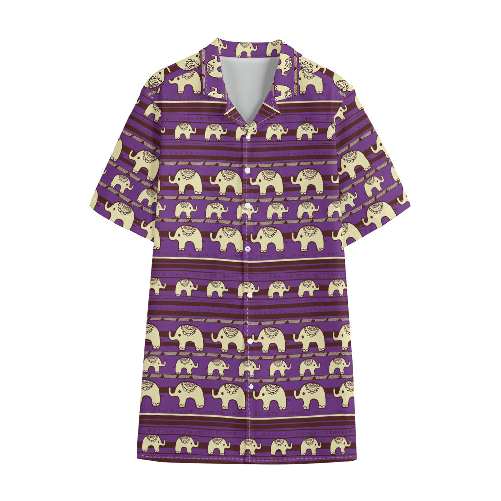 Cute Indian Tribal Elephant Print Cotton Hawaiian Shirt