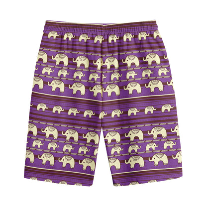 Cute Indian Tribal Elephant Print Cotton Shorts