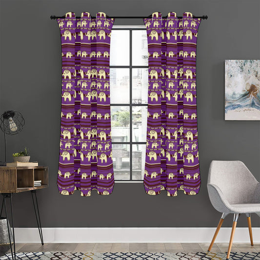 Cute Indian Tribal Elephant Print Curtain