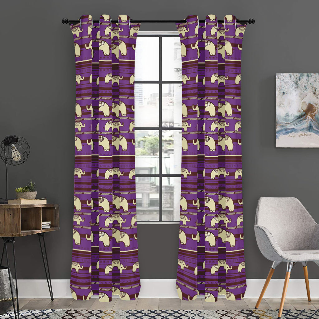 Cute Indian Tribal Elephant Print Curtain