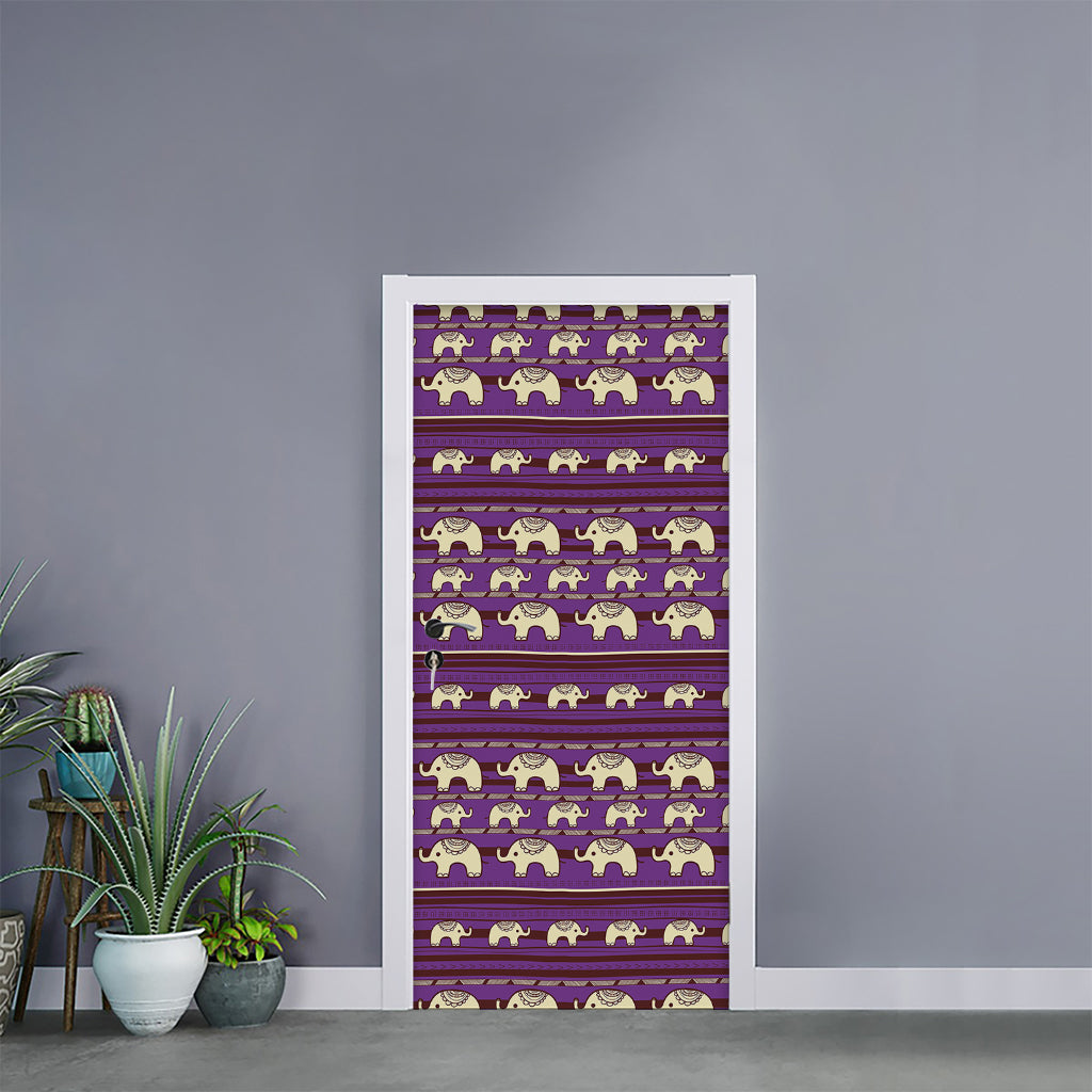 Cute Indian Tribal Elephant Print Door Sticker