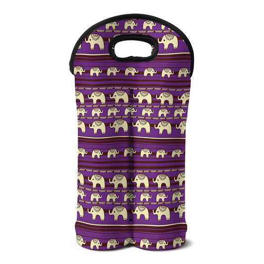 Cute Indian Tribal Elephant Print Double Neoprene Wine Tote