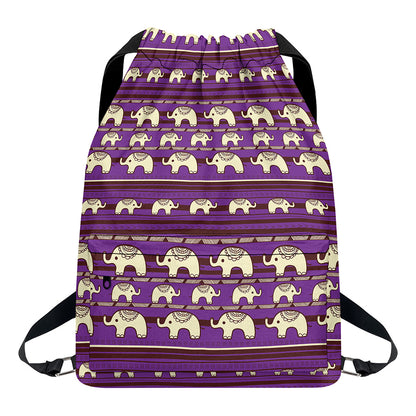 Cute Indian Tribal Elephant Print Drawstring Backpack