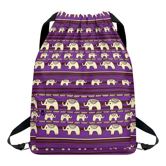 Cute Indian Tribal Elephant Print Drawstring Backpack