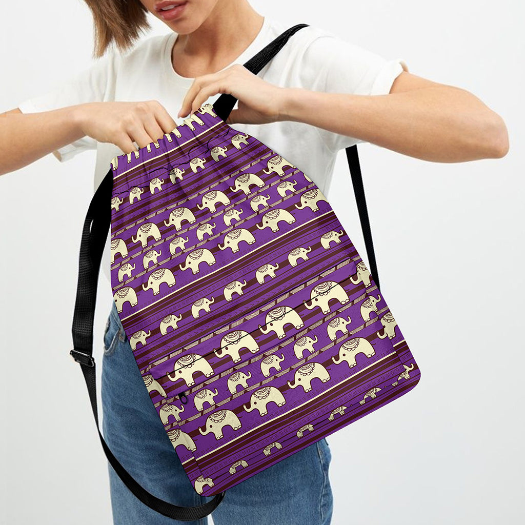 Cute Indian Tribal Elephant Print Drawstring Backpack