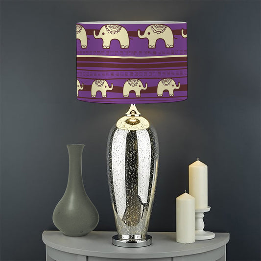 Cute Indian Tribal Elephant Print Drum Lamp Shade