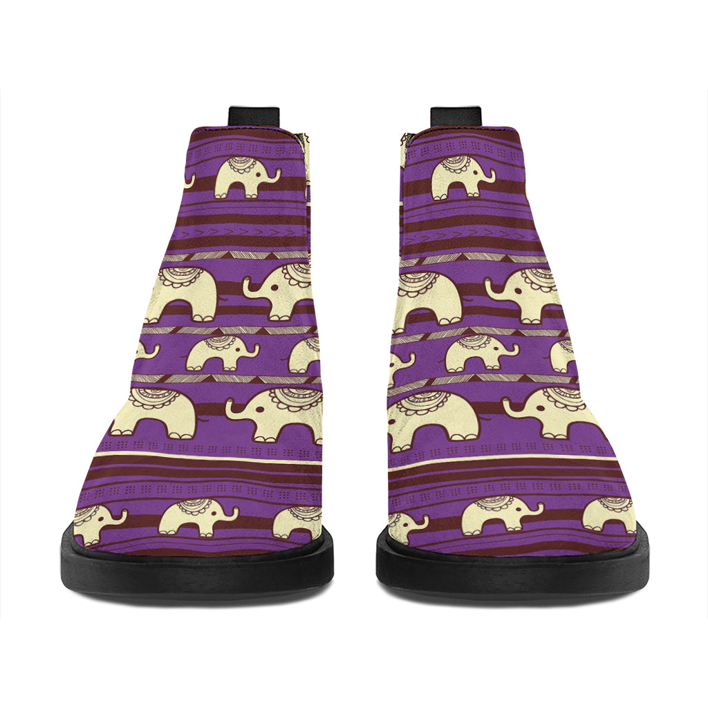 Cute Indian Tribal Elephant Print Flat Ankle Boots