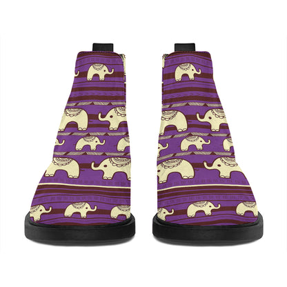 Cute Indian Tribal Elephant Print Flat Ankle Boots