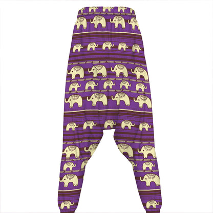 Cute Indian Tribal Elephant Print Hammer Pants