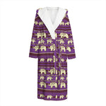Cute Indian Tribal Elephant Print Hooded Bathrobe