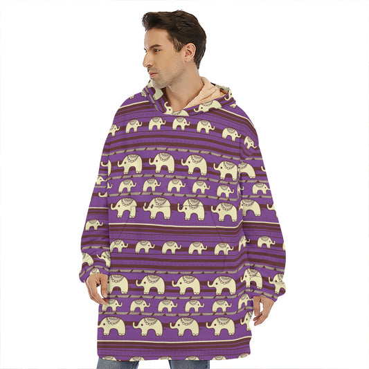 Cute Indian Tribal Elephant Print Hoodie Blanket