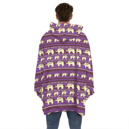 Cute Indian Tribal Elephant Print Hoodie Blanket