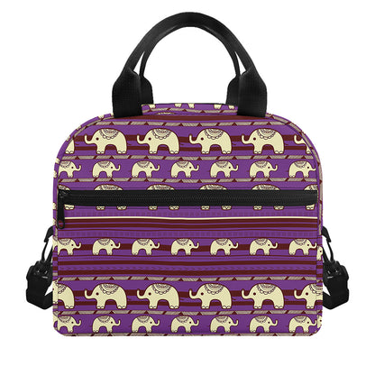 Cute Indian Tribal Elephant Print Insulated Lunch Bag