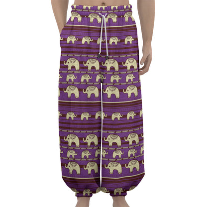 Cute Indian Tribal Elephant Print Lantern Pants