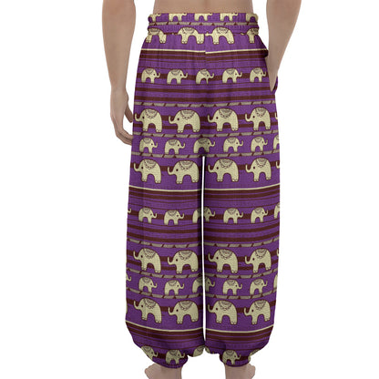 Cute Indian Tribal Elephant Print Lantern Pants