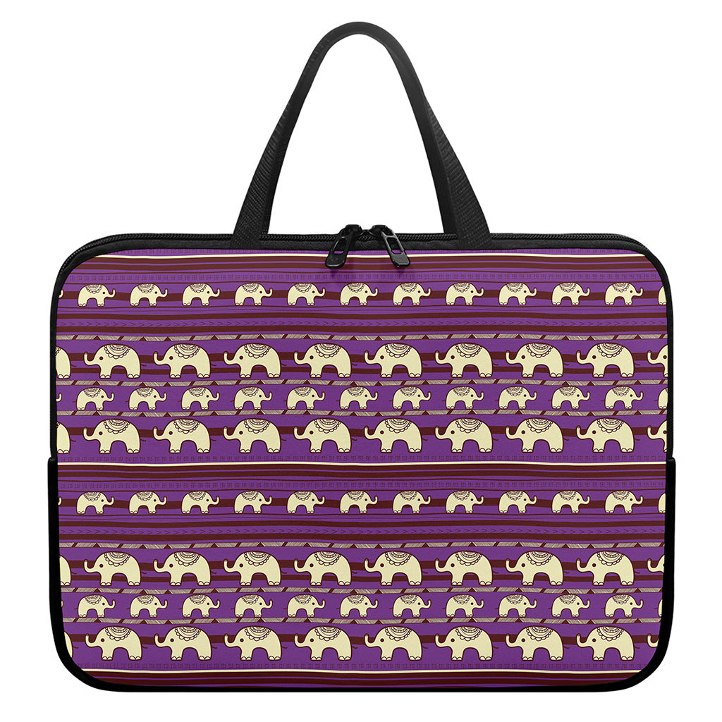Cute Indian Tribal Elephant Print Laptop Sleeve With Handle