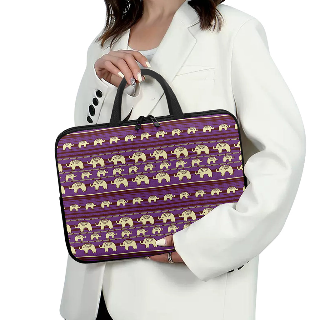 Cute Indian Tribal Elephant Print Laptop Sleeve With Handle