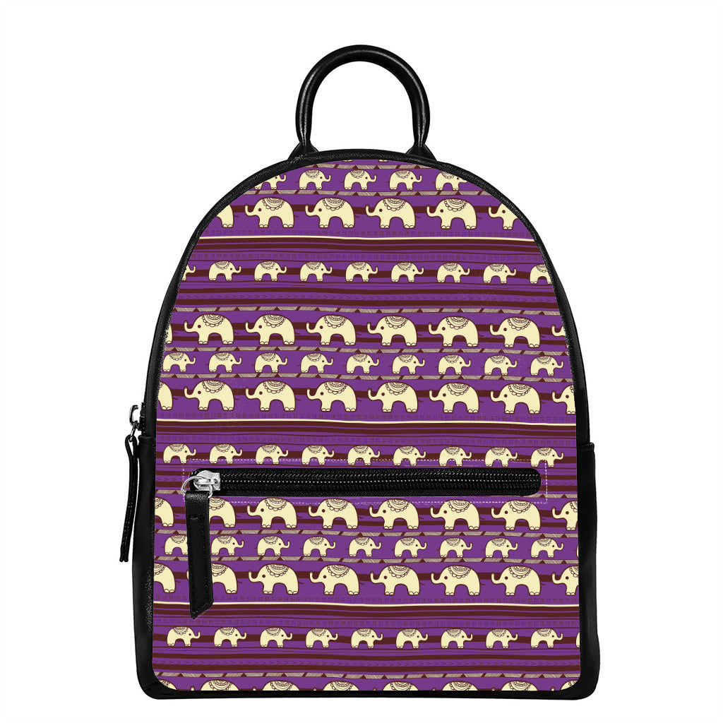 Cute Indian Tribal Elephant Print Leather Backpack