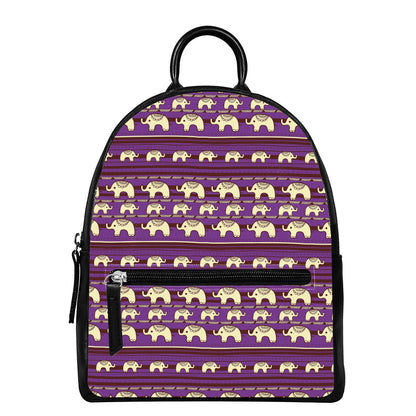 Cute Indian Tribal Elephant Print Leather Backpack