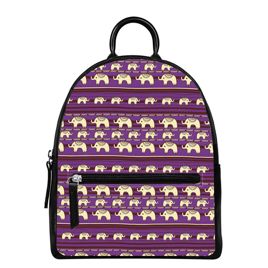 Cute Indian Tribal Elephant Print Leather Backpack