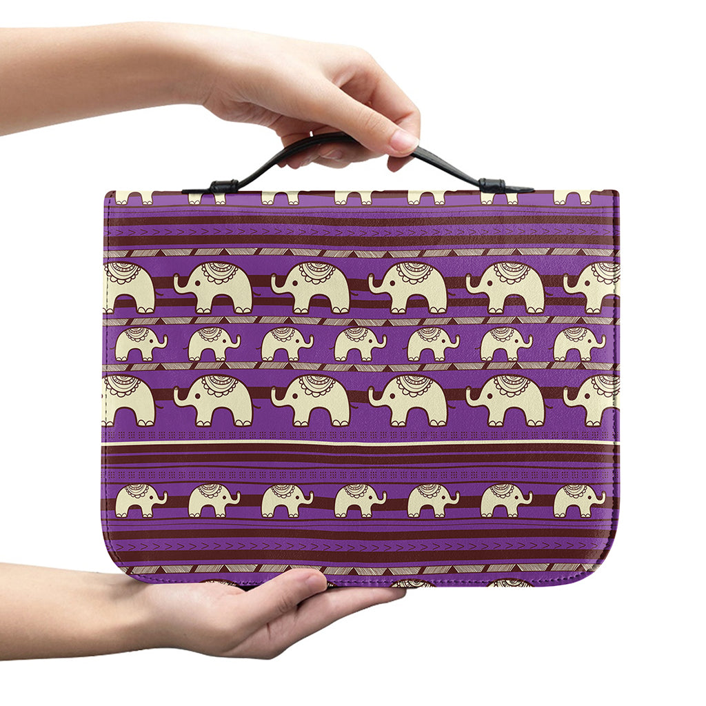 Cute Indian Tribal Elephant Print Leather Bible Cover