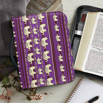 Cute Indian Tribal Elephant Print Leather Bible Cover
