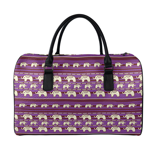 Cute Indian Tribal Elephant Print Leather Duffle Bag