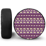 Cute Indian Tribal Elephant Print Leather Spare Tire Cover