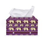 Cute Indian Tribal Elephant Print Leather Tissue Box Cover