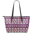 Cute Indian Tribal Elephant Print Leather Tote Bag With Zipper